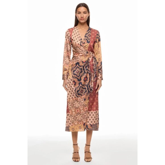 MISA Los Angeles Eliza Patchwork Wrap Dress Size M - Picture 1 of 12